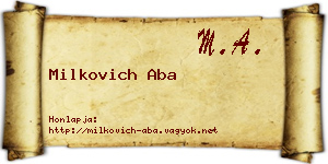 Milkovich Aba névjegykártya